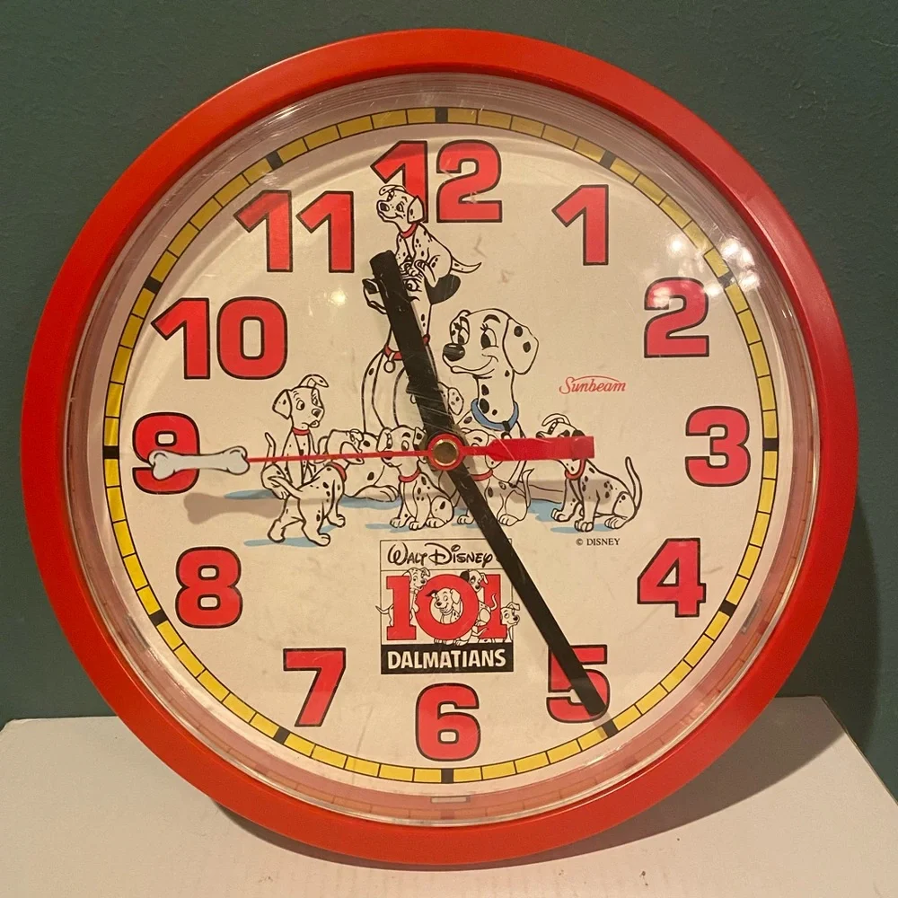 Vintage 101 Dalmatians 8.5” Wall Clock Walt Disney by Sunbeam